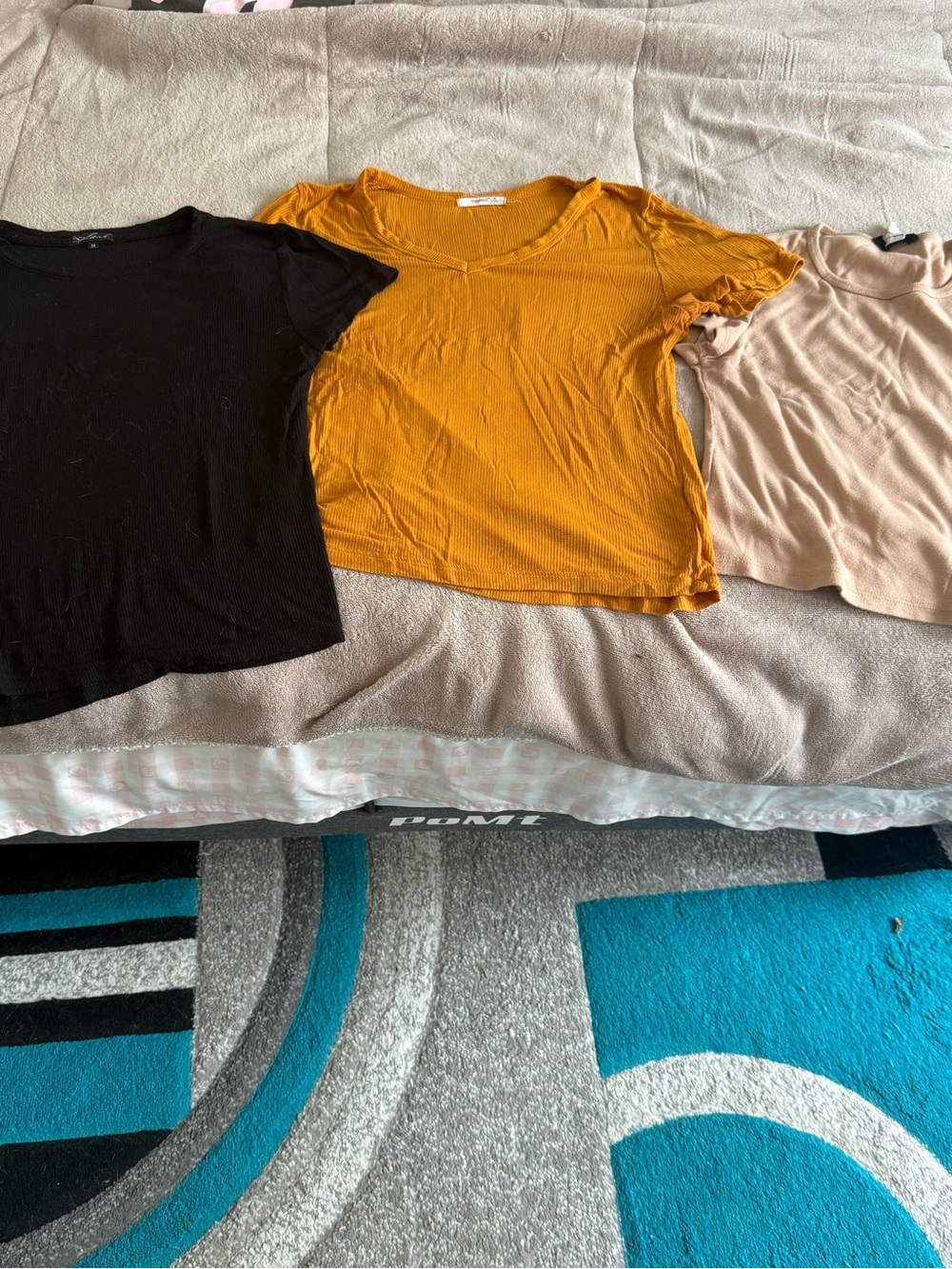 Women Short Sleeve Tee - Mustard, Black, Beige
